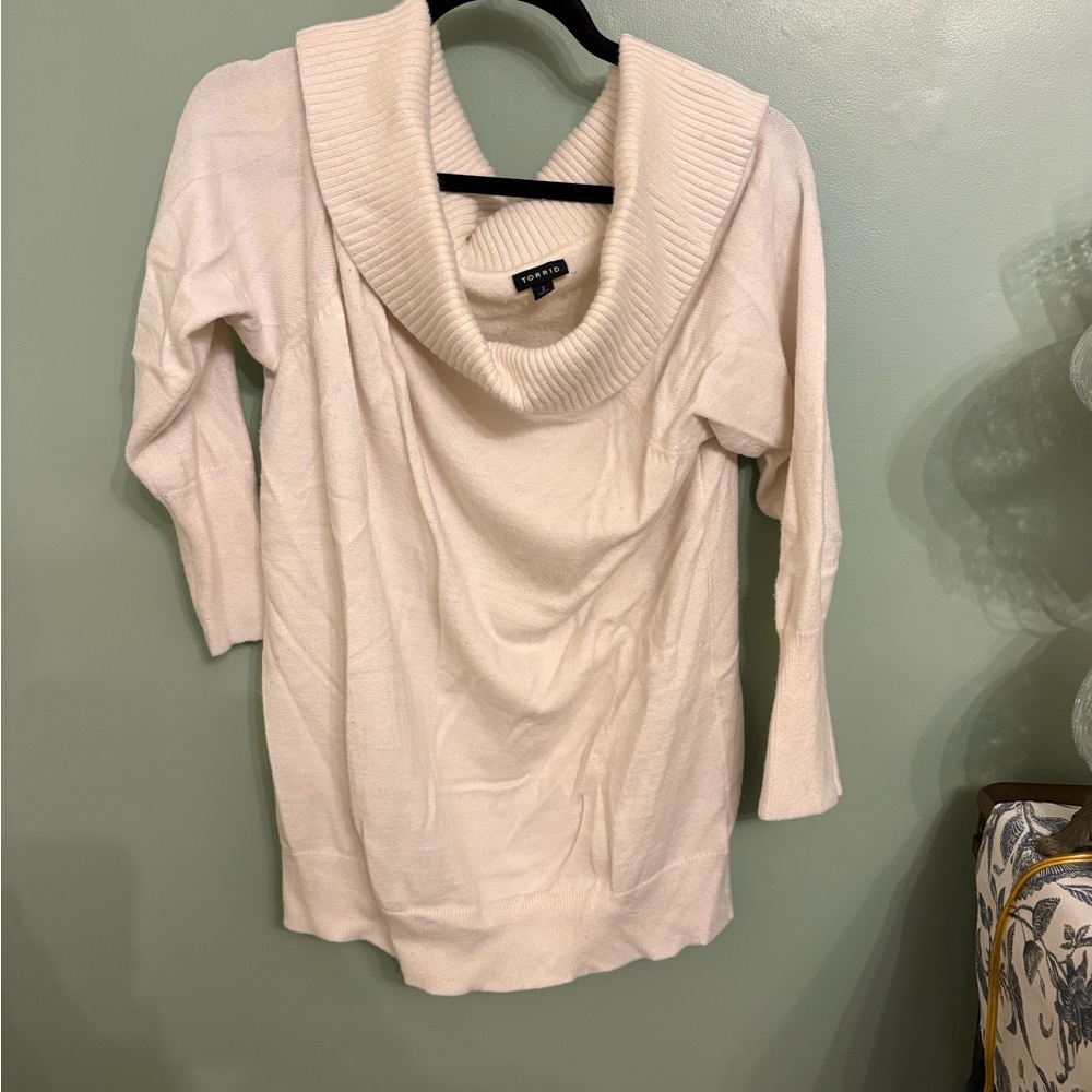 Torrid Cream Cowl Neck Sweater